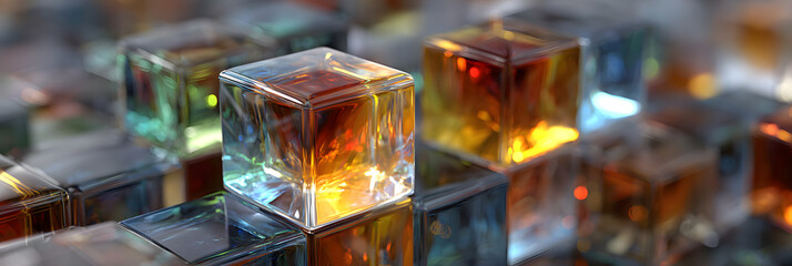 Poster - Abstract Glass Cubes Modern Interior Design 3D Render