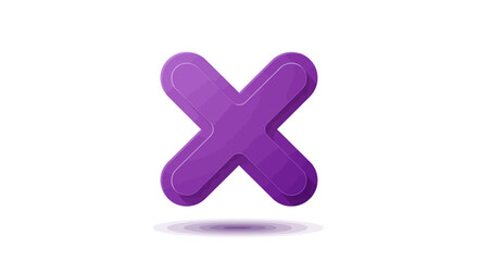 Poster - 3D Purple X Mark with Rounded Edges and Subtle Shadow