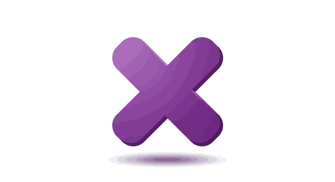 3D Render of Purple Wooden Letter X with Gradient and Wood Grain Texture