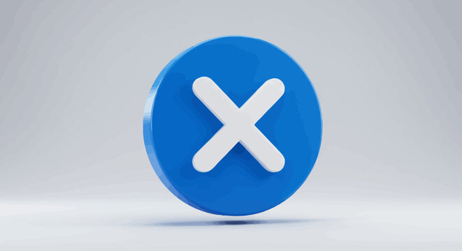Blue Circle with White Cross Symbol, 3D Rendered Icon