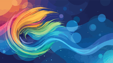 Poster - Colorful abstract illustration depicting dynamic movement of swirling brushstrokes in vivid hues.