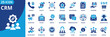 © Uniconlabs - crm icon set collection in solid glyph style. an icon pack contain customer,relationship,manage,loyalty,contact,data,report