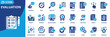 © Uniconlabs - evaluation icon set collection in solid glyph style. an icon pack contain assess,review,score,rate,grade,project,analyze