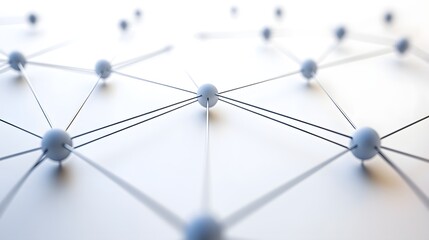 Poster - Network of connected spheres on a light background.