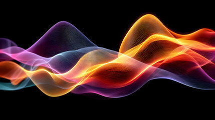 Poster - Abstract wave lines pattern dynamic colorful light flowing isolated on black background. concept of music, party, technology, modern. Abstract flowing wavy lines. Colorful dynamic wave