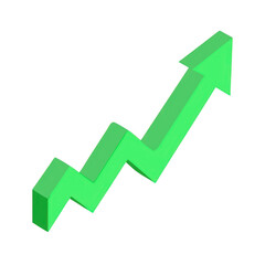 Poster - Green arrow graph showing upward trend isolated on transparent background