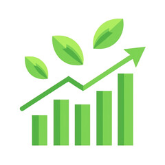 Poster - Green business growth chart with leaves isolated on transparent background
