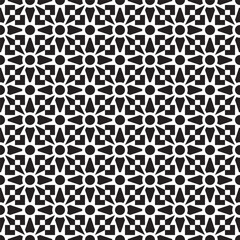 Poster - Minimalist Geometric Flower Repetitive Tile Decorative Monochrome Seamless Pattern