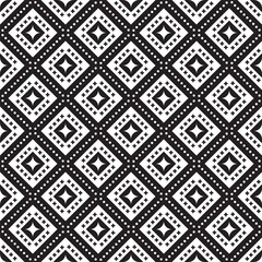 Poster - Geometric Diamond Seamless Pattern Black and White Decorative Background Texture