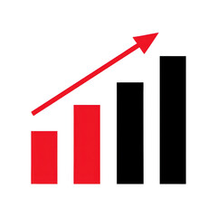 Poster - Growing Bar Chart with Arrow on Transparent Background