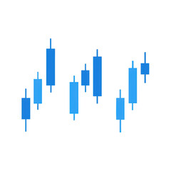 Poster - Blue Candlestick Chart Pattern Illustration on Transparent Background