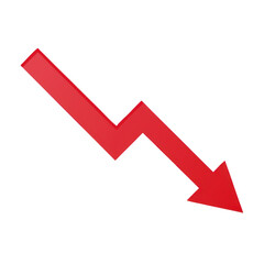 Poster - Red Downward Arrow on Transparent Background