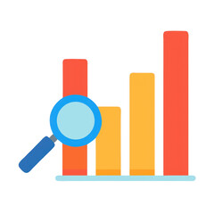 Poster - Analyzing Bar Graph with Magnifying Glass on transparent background