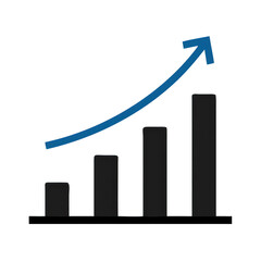 Poster - Rising bar graph with arrow on transparent background