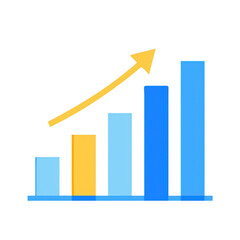 Poster - Growing Bar Chart with Arrow on transparent background