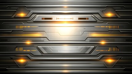 Poster - Metallic panel with glowing lines and light effects.