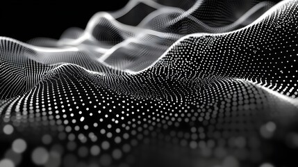 Poster - Abstract design of a flowing, wave-like pattern of dots.