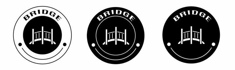 Poster - Black and white illustration of bridge icon in flat. Stock vector.