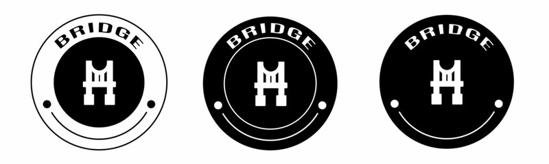 Poster - Black and white illustration of bridge icon in flat. Stock vector.
