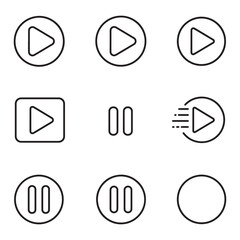 Poster - Collection of minimalist play pause and stop buttons suitable for interface and ui design
