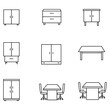 © MDKHALID - Collection of minimalistic outline icon set with office furniture and furnishings