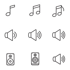 Aufkleber - Collection of music and audio icons featuring musical notes speakers and sound elements
