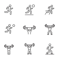 Poster - Collection of simple outline icons depicting fitness exercises and physical activities