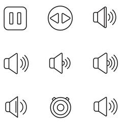 Aufkleber - Set of minimalist line icons representing audio and music player control elements