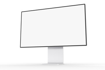 Fototapete - 3D desktop computer monitor with empty display, device screen mockup, blank screen isolated on background. Perfect for showcase websites, apps, browser interfaces, business layout, responsive design