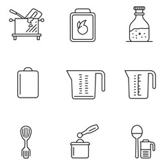 Poster - Vector illustrations of kitchen utensils and food preparation tools in minimalist style