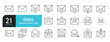 © Bradericon - Set of line icons related to email, mail, electronic mail. Outline icons collection. Editable stroke. Vector illustration
