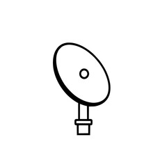 Poster - Satellite Dish Icon: A simple line art illustration depicts a satellite dish, showcasing its elliptical shape and central receiver on a white background.
