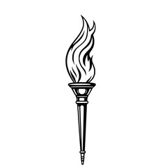 Poster - Flaming Torch: A bold, black and white line art illustration of a classic torch with a vibrant flame, ideal for design projects.