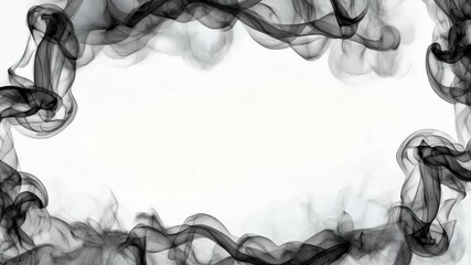 Poster - Abstract smoke frame with delicate wisps forming a border on a white background providing copy space for text or graphics.