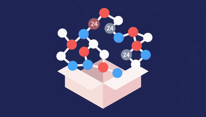 Poster - Abstract illustration of a network of nodes and data points inside an open box