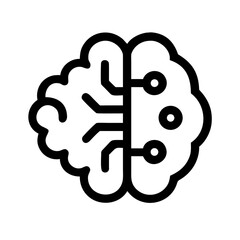 Fototapete - Outline icon of a brain with integrated circuits isolated on transparent background