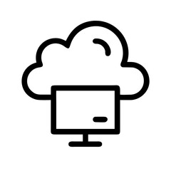 Fototapete - An outline icon of a computer monitor connected to a cloud isolated on transparent background