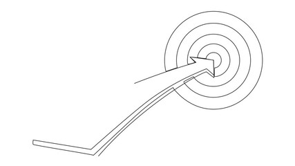 Poster - Self drawing animation of single one line drawing businessman running on arrow to center of dartboard. Business Concept of targeting and customer. Company vision mission. Full length animated