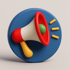 Poster - Stylized 3d megaphone icon with sound waves isolated on white background