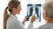 © SSTC AI Photo&Video - Healthcare Professional Explains X-ray Results to Patient Medical Office Informative Image Clinical Environment Close-Up View Patient Engagement