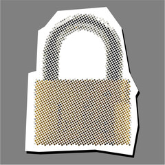 Fototapete - Padlock dotted collage element pointillize in paper torn vector, blending security and protection with an artistic, fragmented texture. Ideal for cybersecurity, data safety, or abstract privacy design