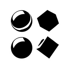 Fototapete - Illustration of abstract composition of geometric shapes including spheres and polygons isolated on transparent background