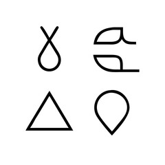 Fototapete - Illustration of four abstract graphic symbols and shapes on transparent background