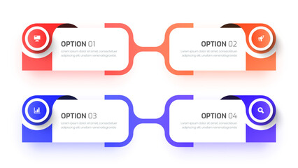Fototapete - Infographic Template with Colorful Circle Label 4 Option and Icon
