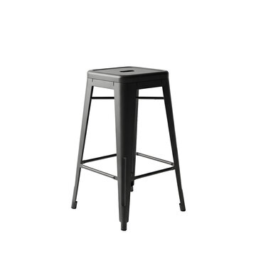 Modern metal stool isolated black background