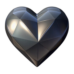 Poster - 3d render of a metallic faceted heart against a black background isolated