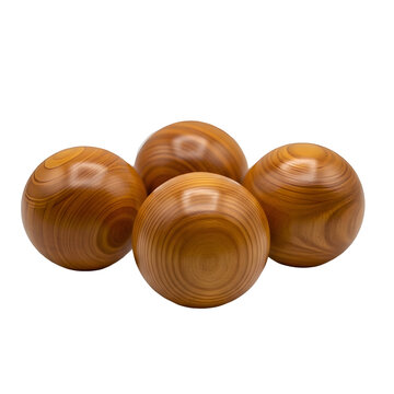 Spherical wooden objects on a black backdrop