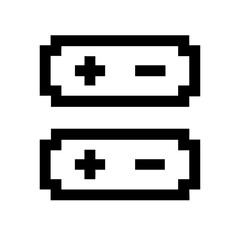 Fototapete - Illustration of two pixel art battery icons with plus and minus symbols isolated on transparent background