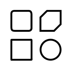 Fototapete - Illustration of four distinct geometric shapes including squares, a polygon, and a circle isolated on transparent background