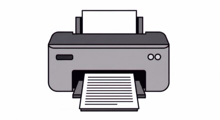 Poster - A printer with paper being printed, depicted in a simple, flat, vector illustration style.